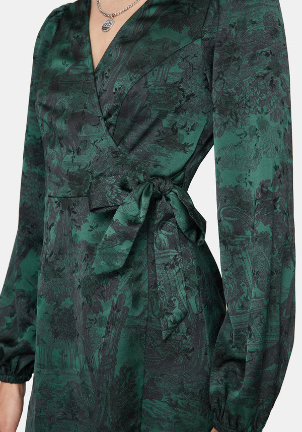 Zarina Velour Applique Midi Wrap Dress