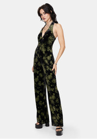 Luceria Velour Halter Neck Jumpsuit