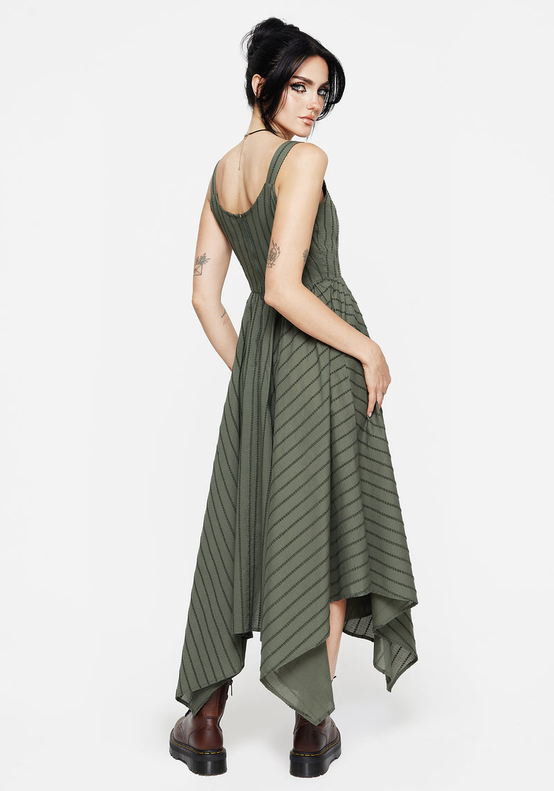 Blythe Cotton Handkerchief Hem Midaxi Dress - Green | Disturbia - Shop Women's Gothic, Alternative & Dark Romantic Fashion, Accessories & Homeware Blythe Cotton Handkerchief Hem Midaxi Dress - Green | Disturbia - Shop Women's Gothic, Alternative & Dark Romantic Fashion, Accessories & Homeware
