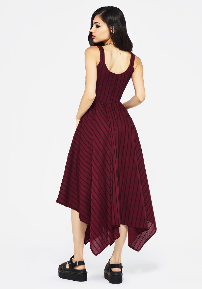 Blythe Cotton Handkerchief Hem Midaxi Dress - Burgundy | Disturbia - Shop Women's Gothic, Alternative & Dark Romantic Fashion, Accessories & Homeware Blythe Cotton Handkerchief Hem Midaxi Dress - Burgundy | Disturbia - Shop Women's Gothic, Alternative & Dark Romantic Fashion, Accessories & Homeware