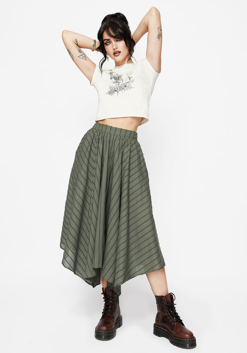 Blythe Cotton Handkerchief Hem Midaxi Skirt - Green