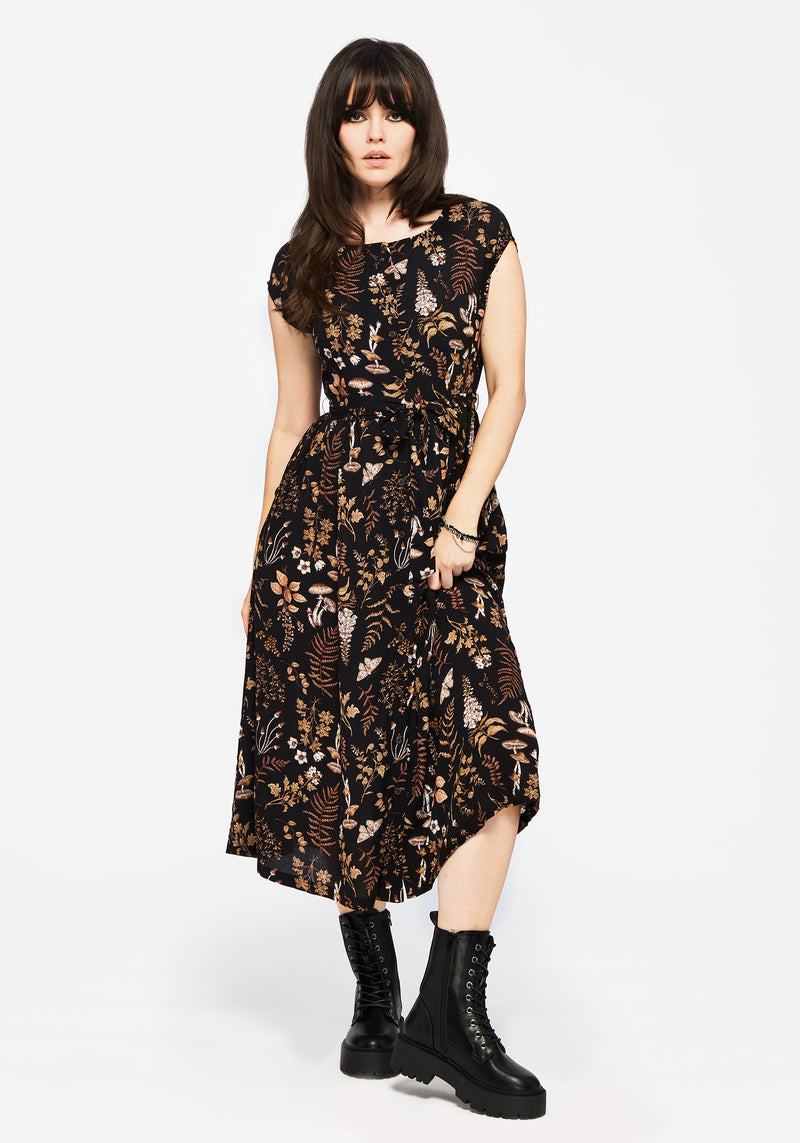Luthien Crinkle Printed Button Up Midi Dress Luthien Crinkle Printed Button Up Midi Dress