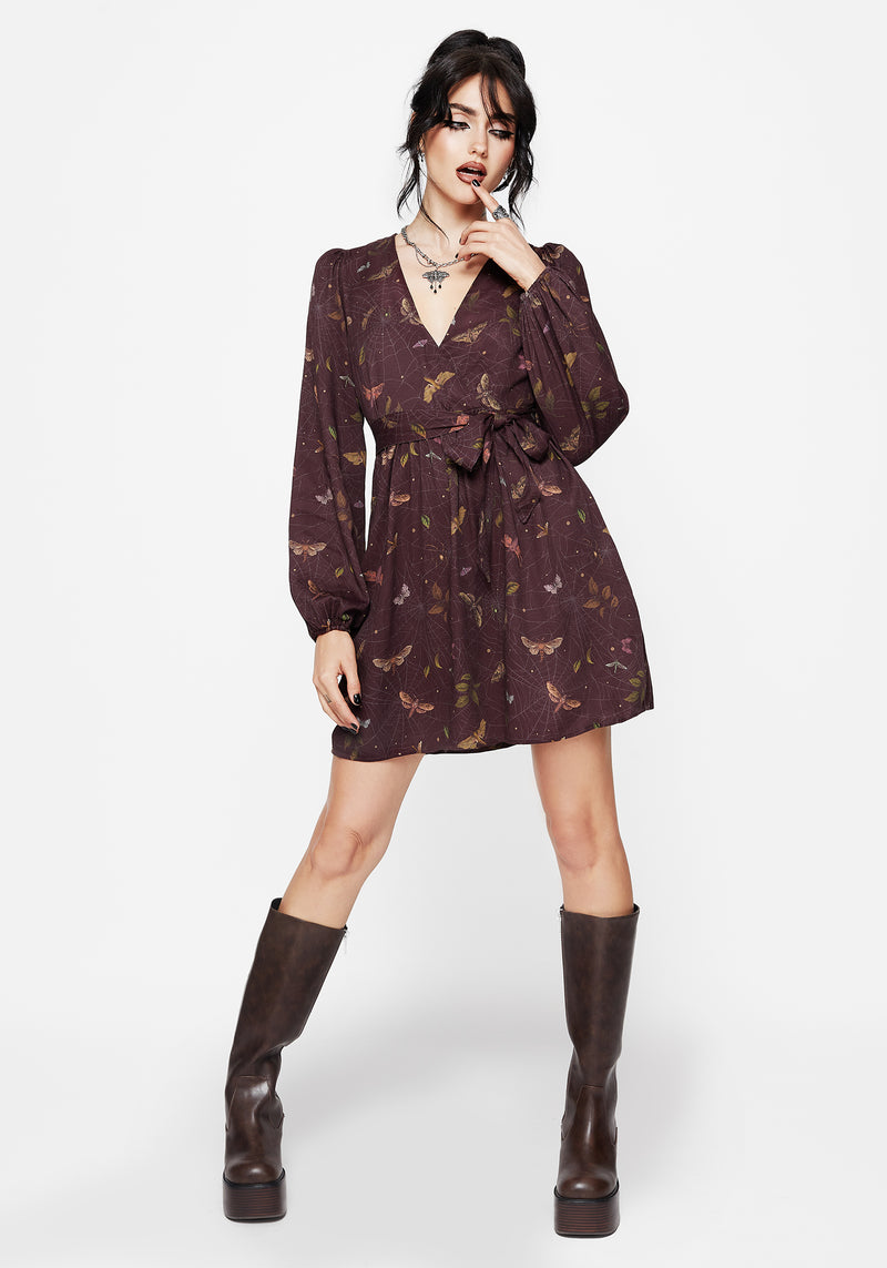 Celia Moth Printed Mini Wrap Dress