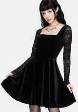 Vice Lace Sleeve Velour Mini Dress