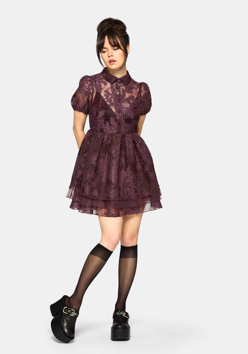 Spectre Layered Mini Shirt Dress - Burgundy