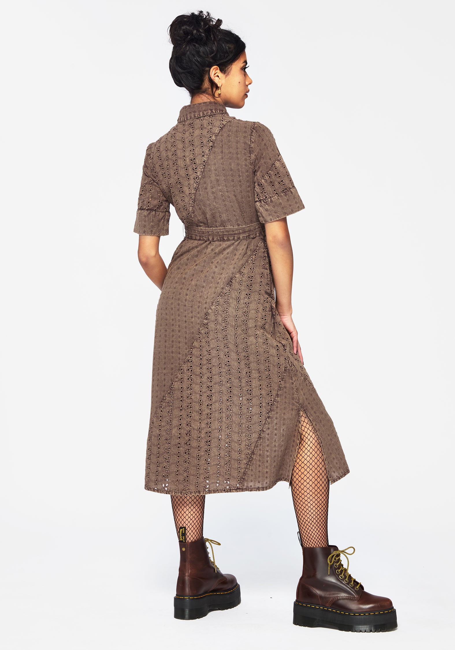 wrap midi shirt dress Karen Millen Tailored Crepe Buckle Waist Midi Shirt Dress in Ivory