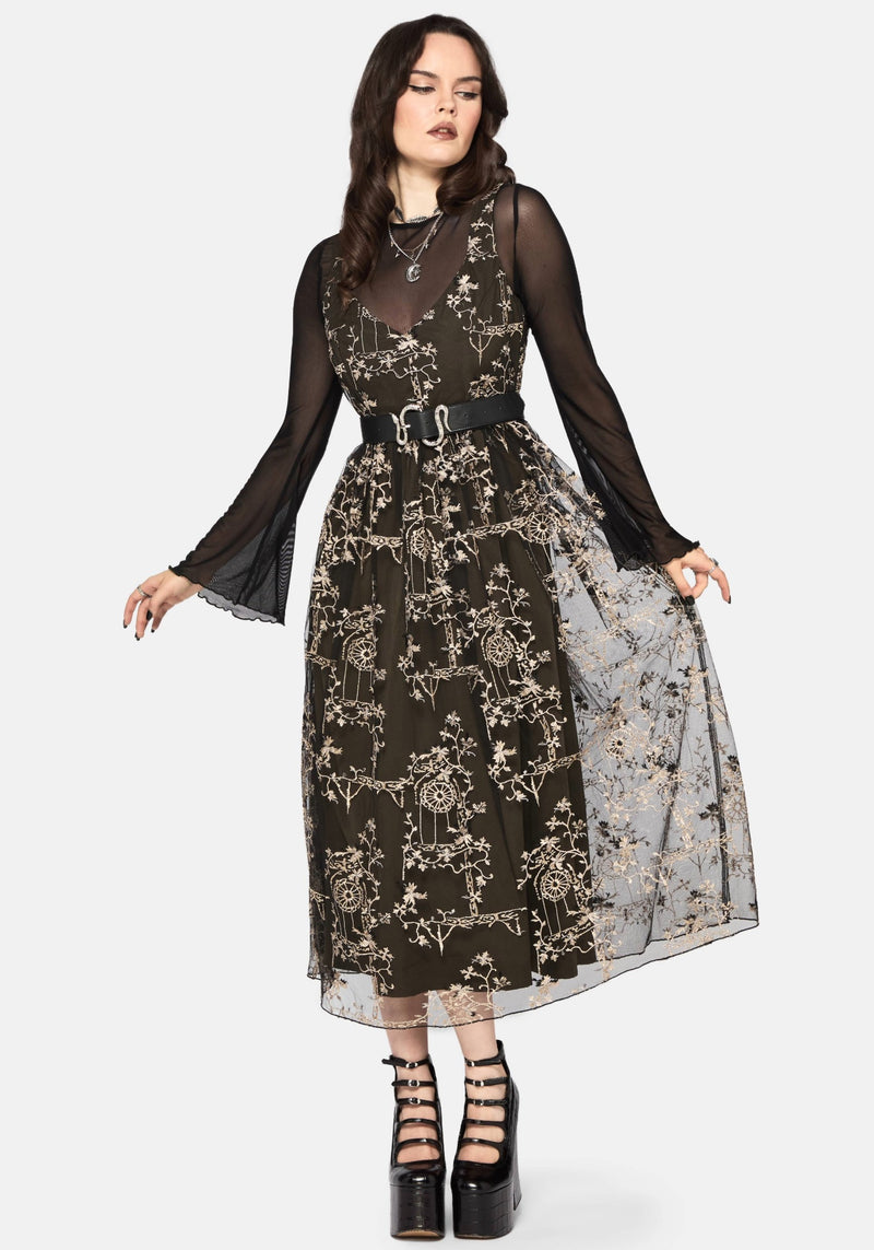 Stellar Vine Embroidery Midaxi Dress