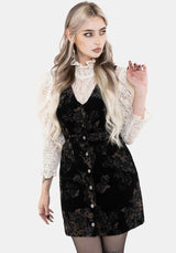 Fleur Corduroy Deep V Neck Floral Print Mini Dress