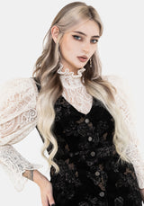 Fleur Corduroy Deep V Neck Floral Print Mini Dress