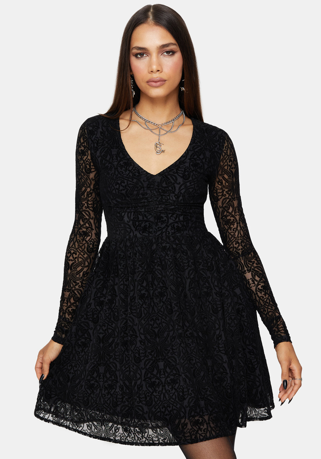 Disrupt Flocked Mesh Mini Dress Disturbia Disrupt Flocked Mesh Mini Dress Disturbia
