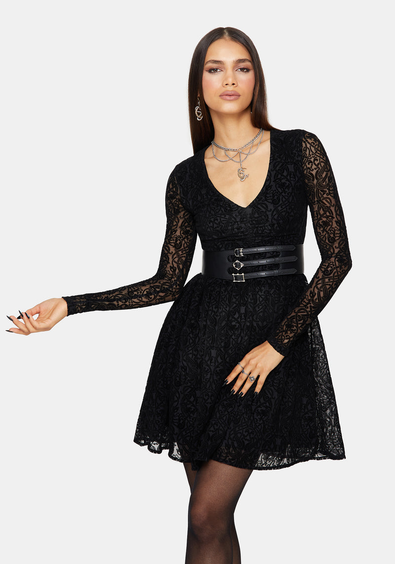 Disrupt Flocked Mesh Mini Dress Disturbia Disrupt Flocked Mesh Mini Dress Disturbia
