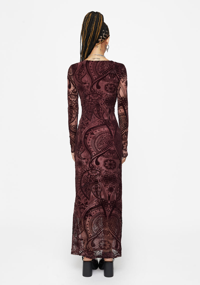 Loveday Paisley Printed Long Sleeve Midi Dress Disturbia Loveday Paisley Printed Long Sleeve Midi Dress Disturbia