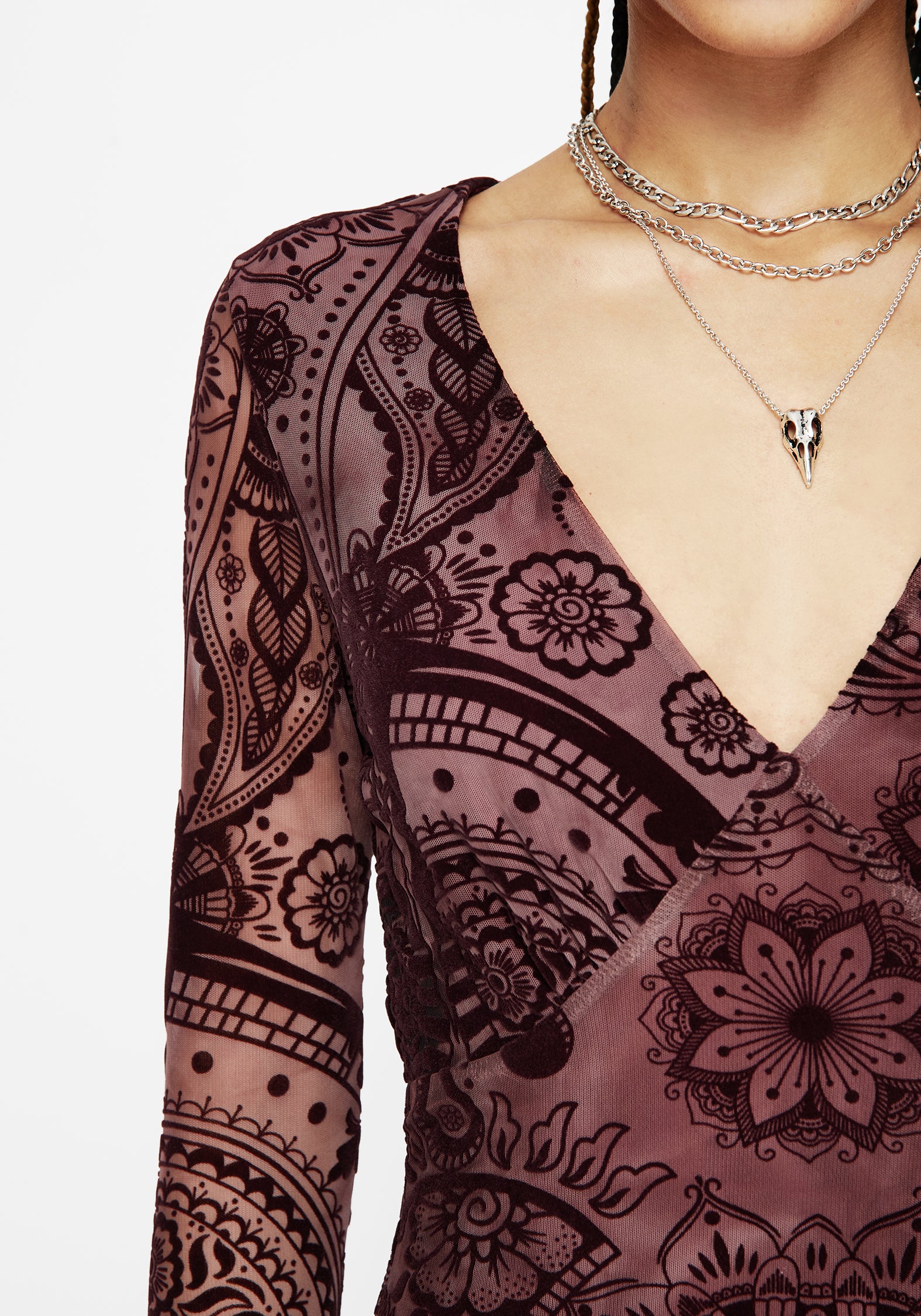 Loveday Paisley Printed Long Sleeve Midi Dress