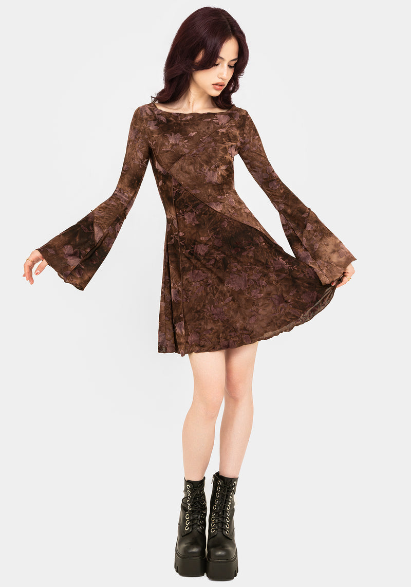 Serenade Long Sleeve Floral Mini Dress | Disturbia - Shop Women's Gothic, Alternative & Dark Romantic Fashion, Accessories & Homeware Serenade Long Sleeve Floral Mini Dress | Disturbia - Shop Women's Gothic, Alternative & Dark Romantic Fashion, Accessories & Homeware