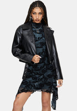 Bryn Floral Flocked Mesh Hanky Hem Mini Dress