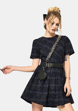 Plaith Blue Check Mini Smock Dress