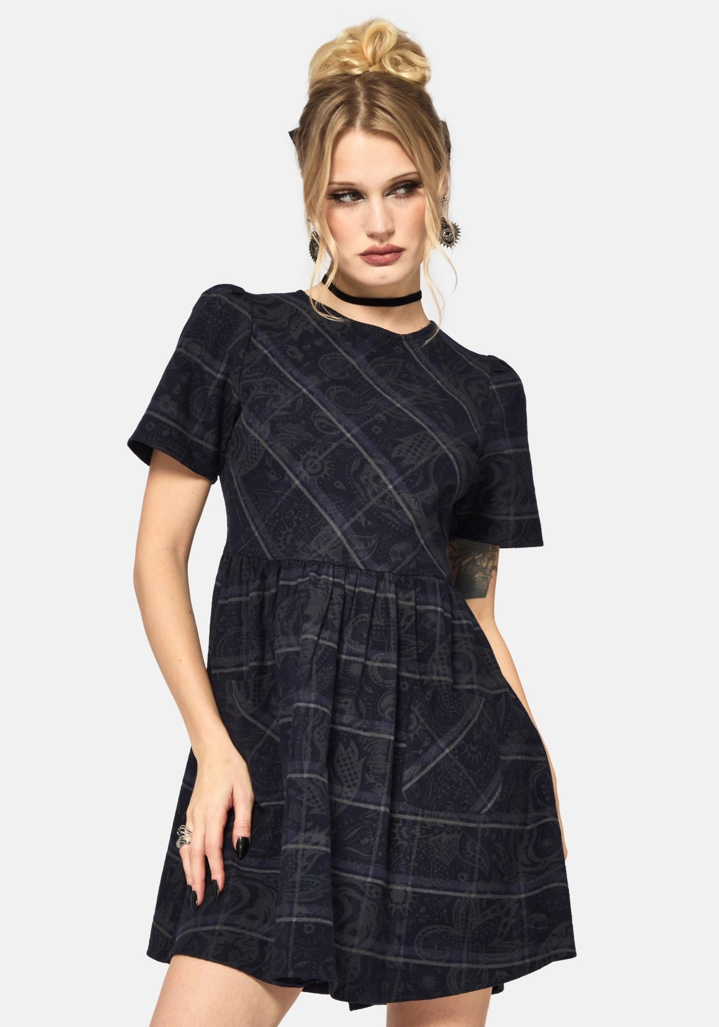 Plaith Blue Check Mini Smock Dress – Disturbia