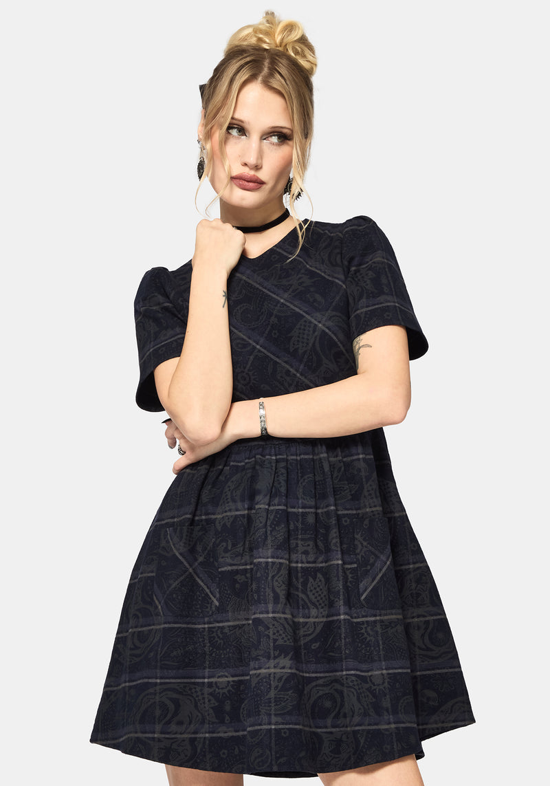 Plaith Blue Check Mini Smock Dress Disturbia Plaith Blue Check Mini Smock Dress Disturbia