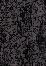 Thorned Flocked Chiffon Castle Print Frill Neck Maxi Dress