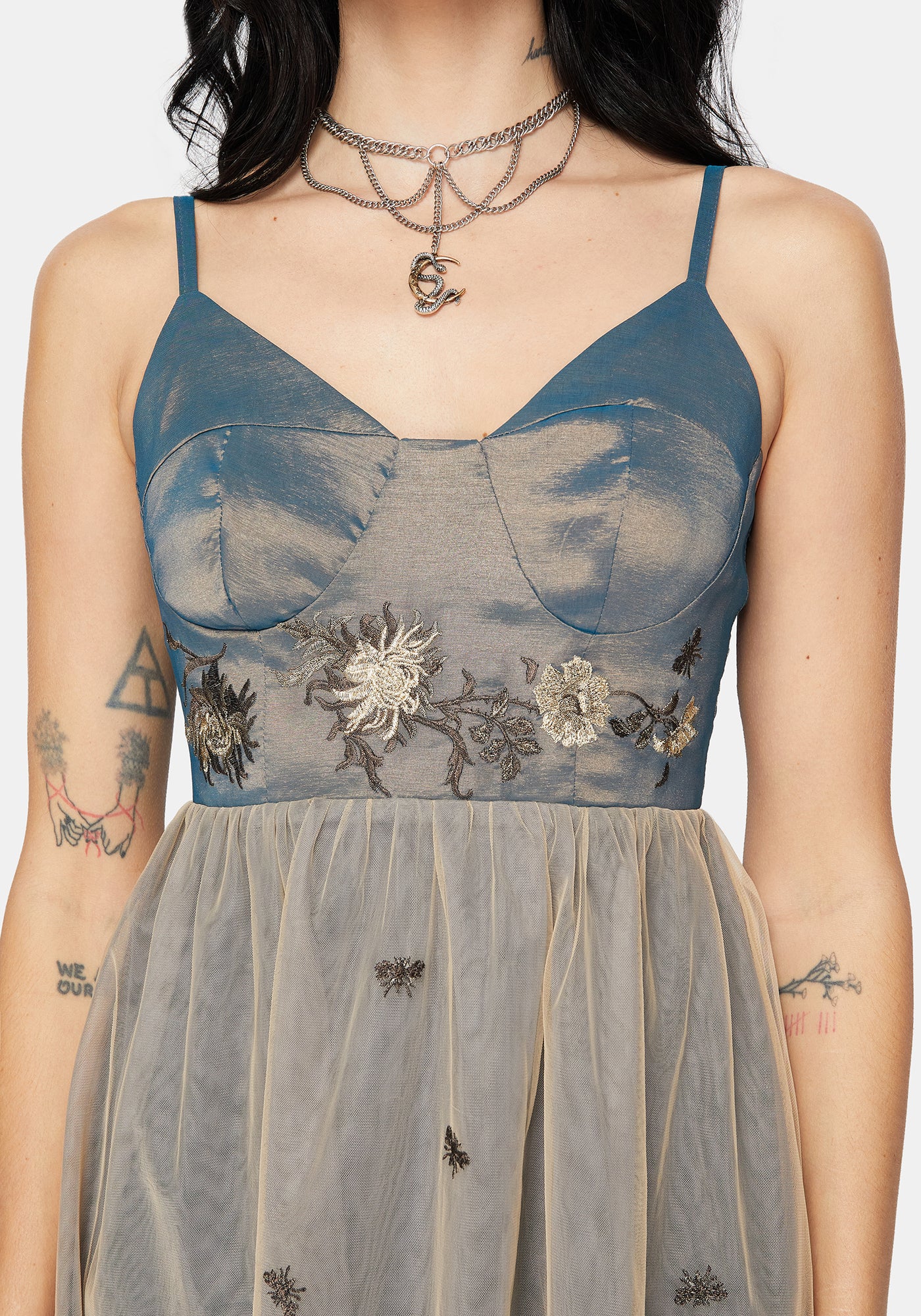 dragon embroidered dress Muse Dragon Embroidery Strapless Mini Dress main image 0