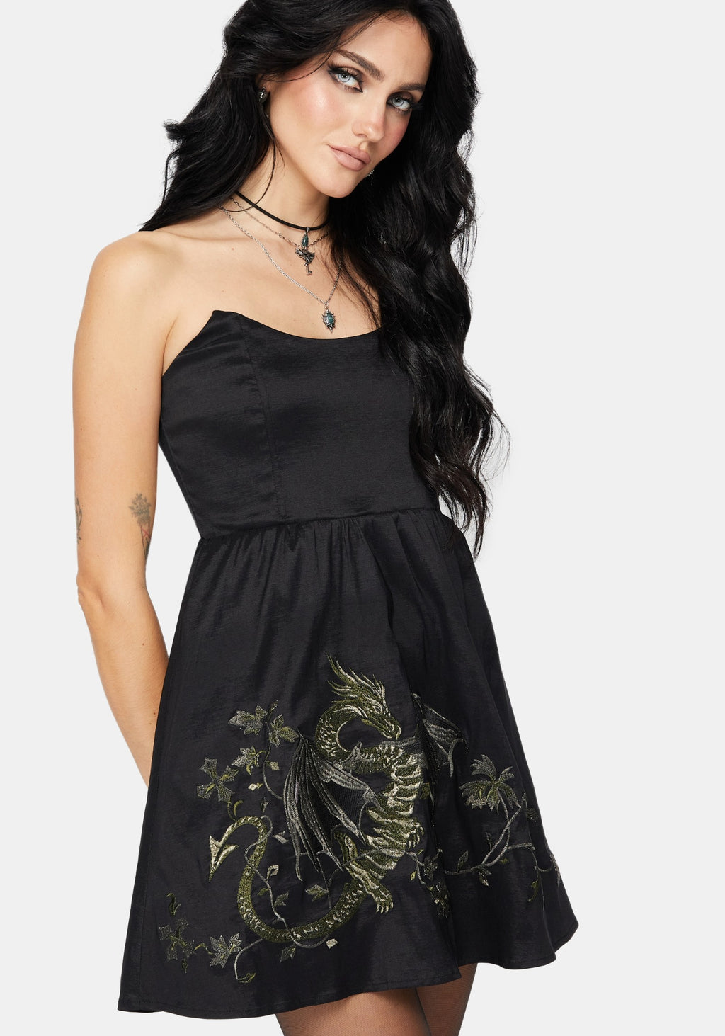 Muse Dragon Embroidery Strapless Mini Dress Muse Dragon Embroidery Strapless Mini Dress