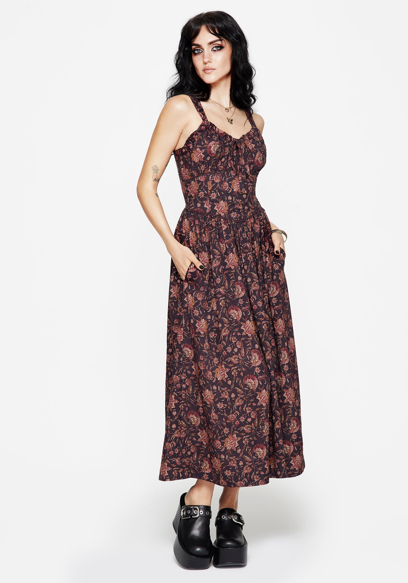 Skye Shirred Back Midaxi Dress | Disturbia - Shop Women's Gothic