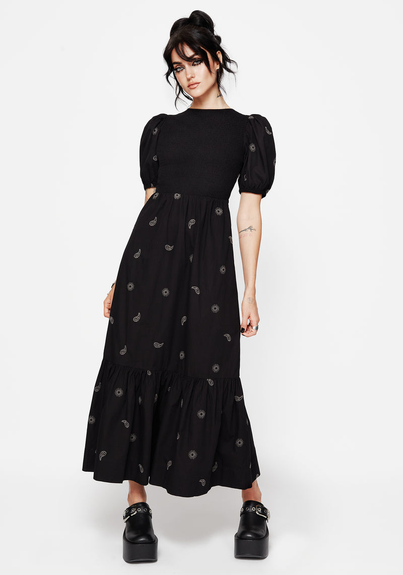 Dawn Sun Embroidered Tiered Maxi Dress | Disturbia - Shop Women's Gothic, Alternative & Dark Romantic Fashion, Accessories & Homeware Dawn Sun Embroidered Tiered Maxi Dress | Disturbia - Shop Women's Gothic, Alternative & Dark Romantic Fashion, Accessories & Homeware
