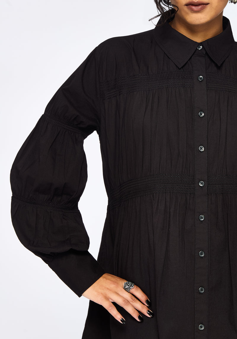 Incantation Cotton Blend Smocked Mini Shirt Dress Disturbia Incantation Cotton Blend Smocked Mini Shirt Dress Disturbia