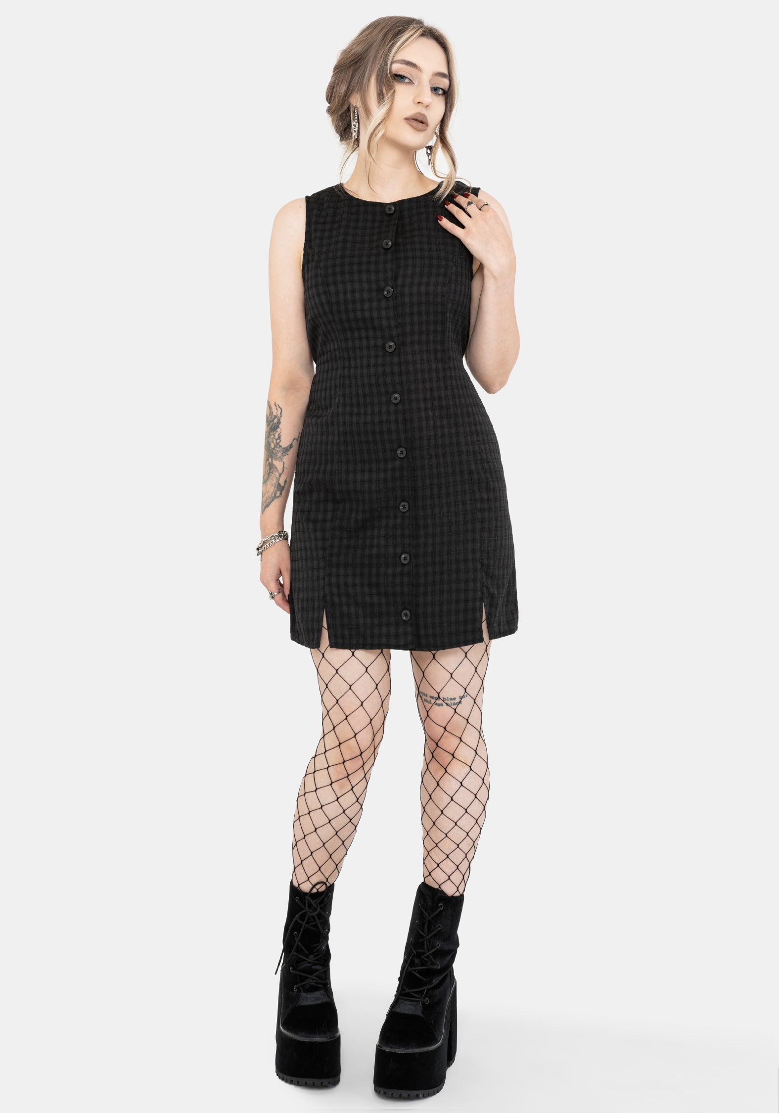 Ziggy Check Button Up Mini Dress – Disturbia