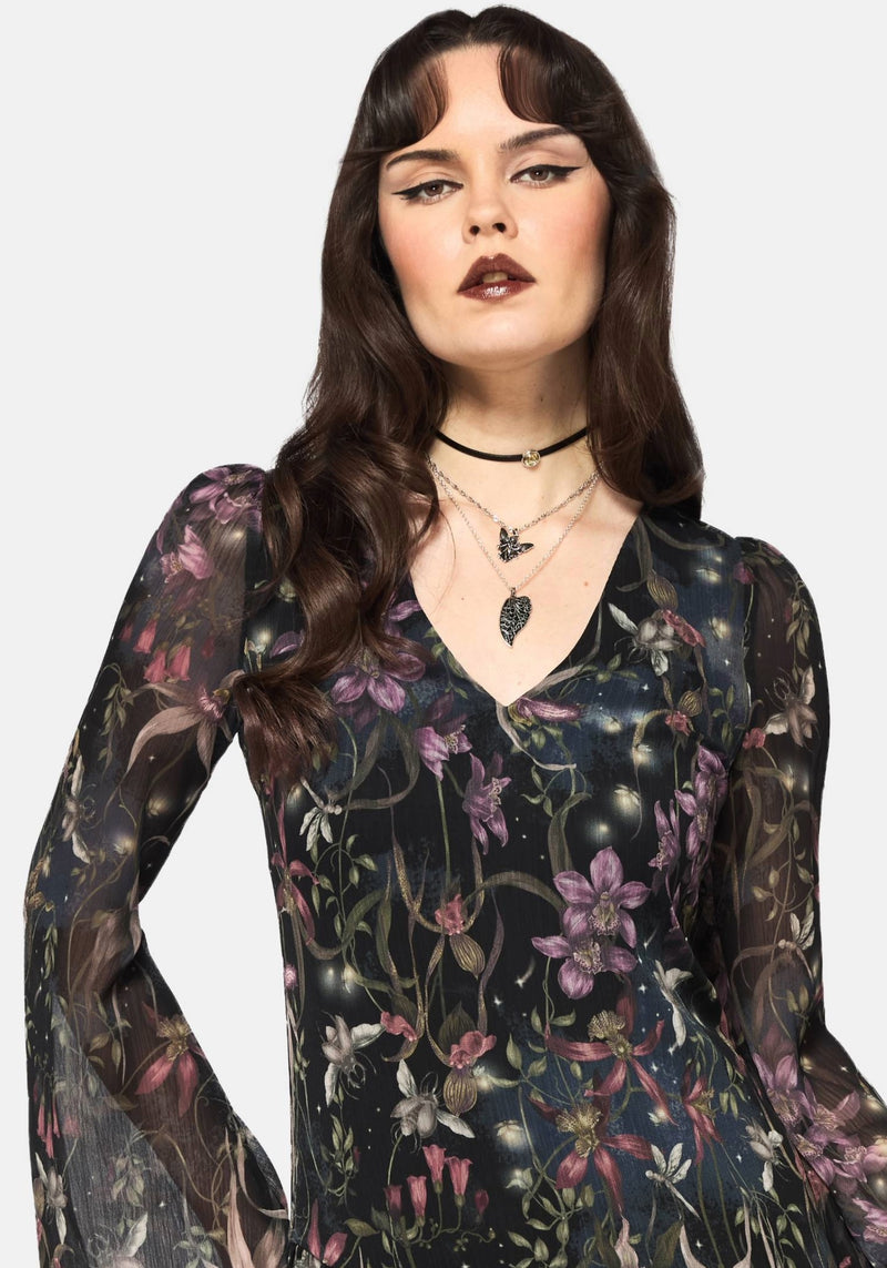 everlee orchid print mini dress Elide Black Orchid Mini Dress – Disturbia