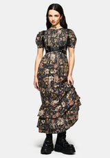 Triple Goddess Tiered Shirred Maxi Dress