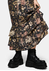 Triple Goddess Tiered Shirred Maxi Dress