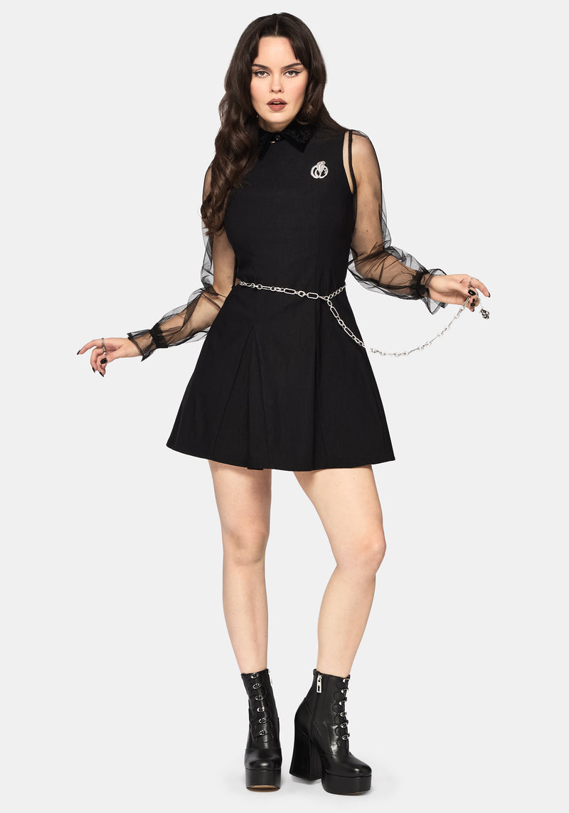 Glasmere Godet Snake Brooch Mini Dress