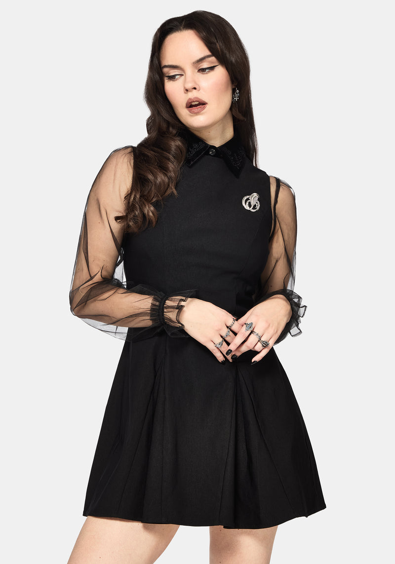 Glasmere Godet Snake Brooch Mini Dress