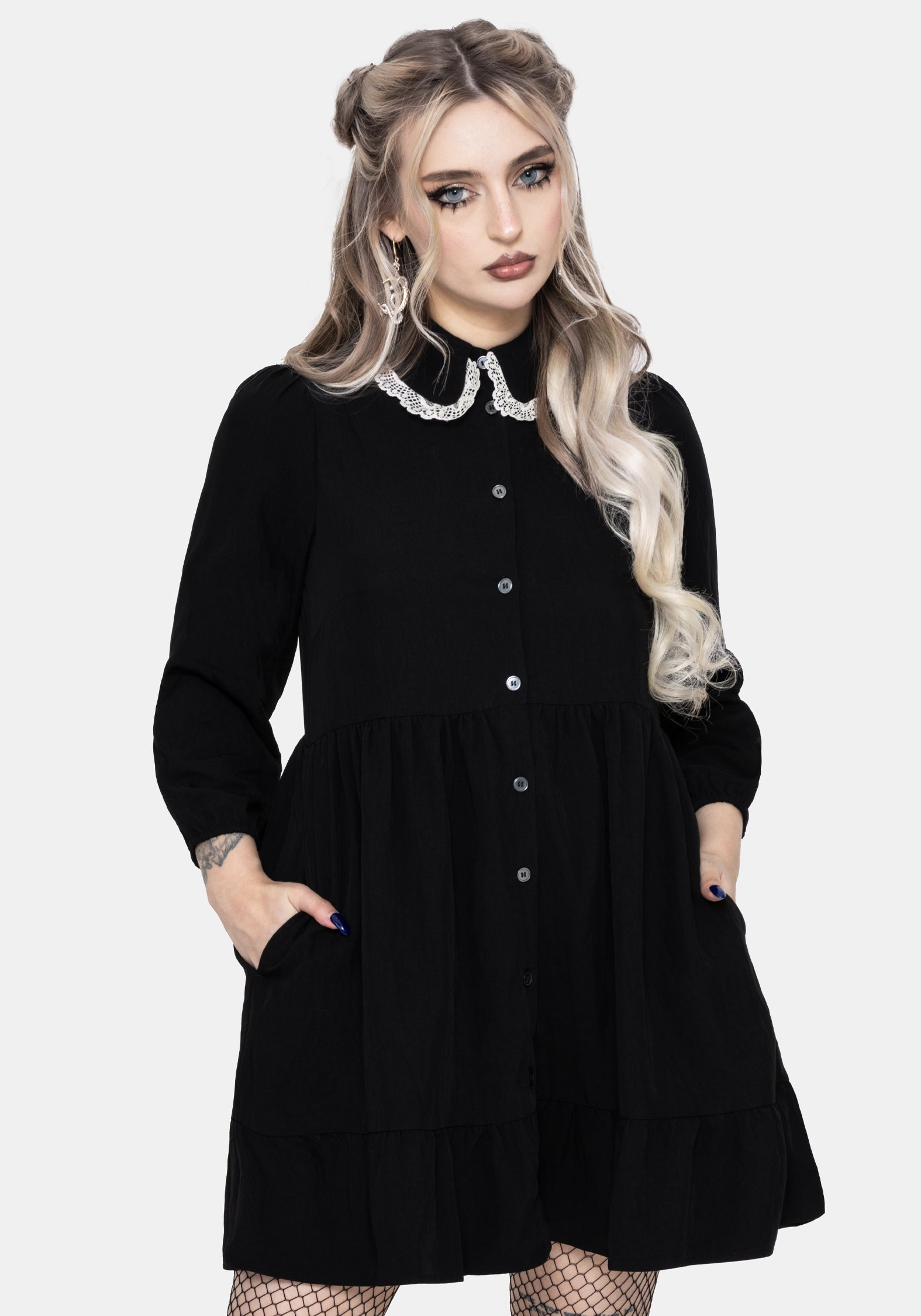 Salem Collar Mini Smock Dress – Disturbia