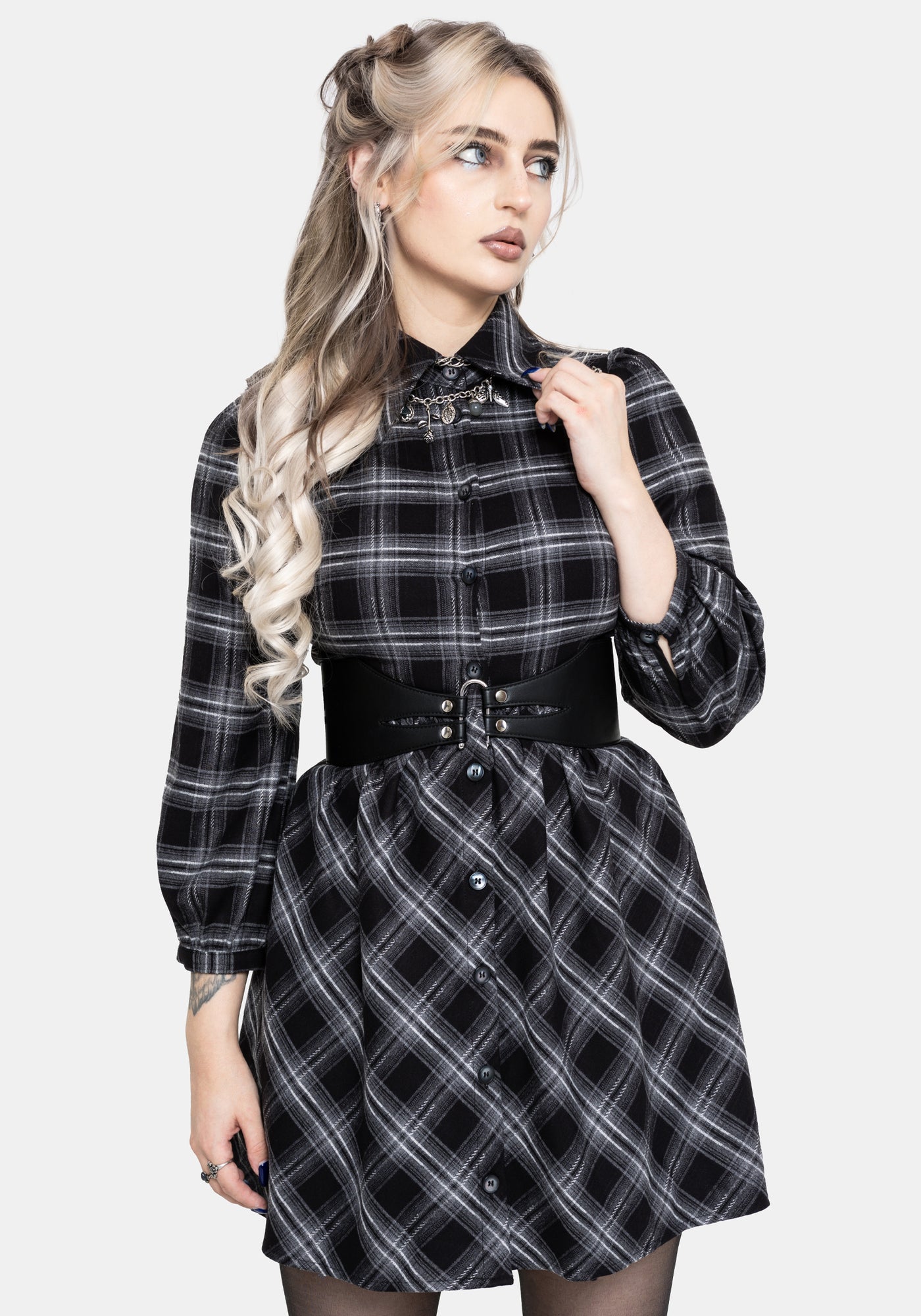 Lochan Check Mini Shirt Dress – Disturbia