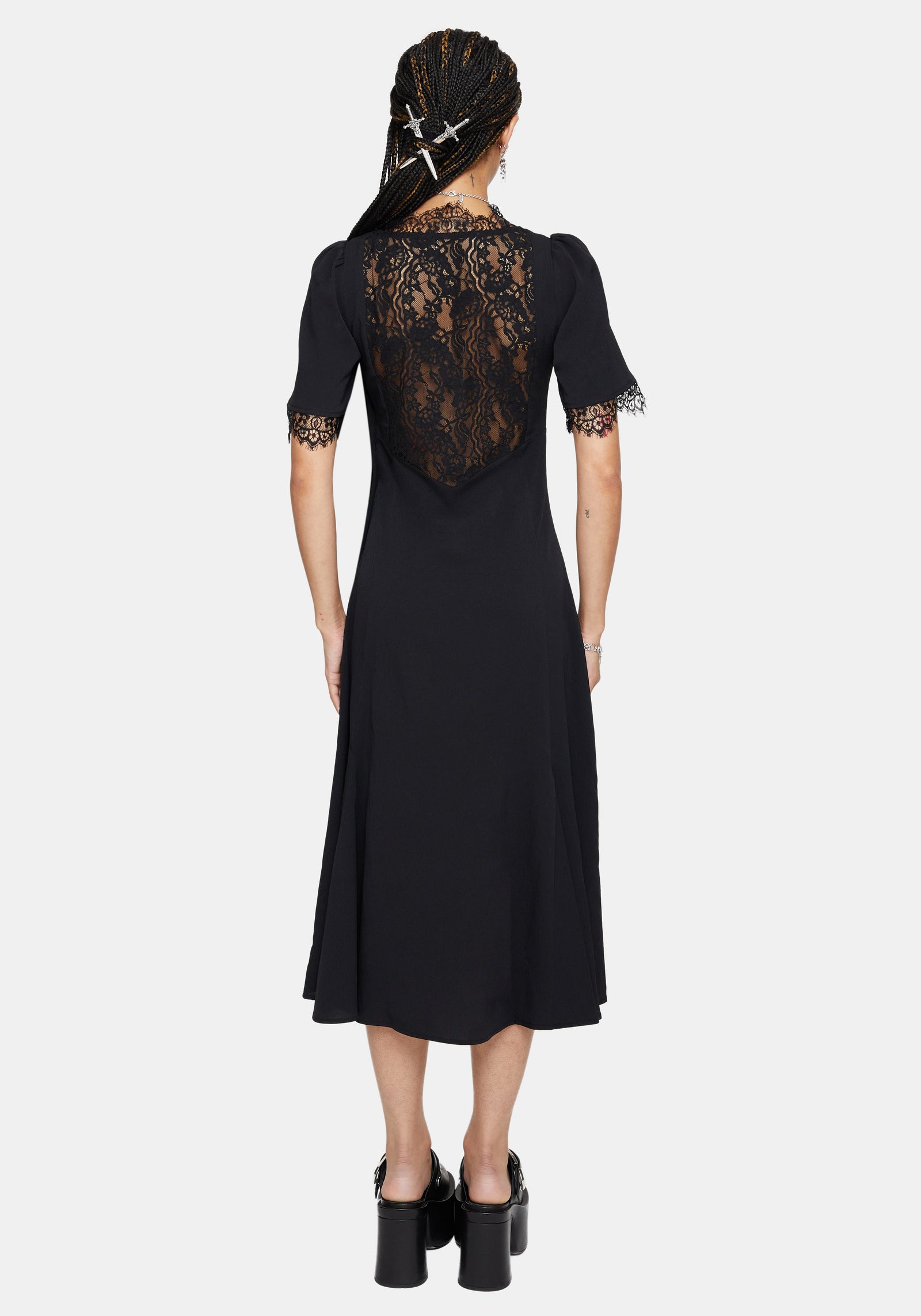 natura v neck lace midi dress Natural Relaxed Resort Midi Dress