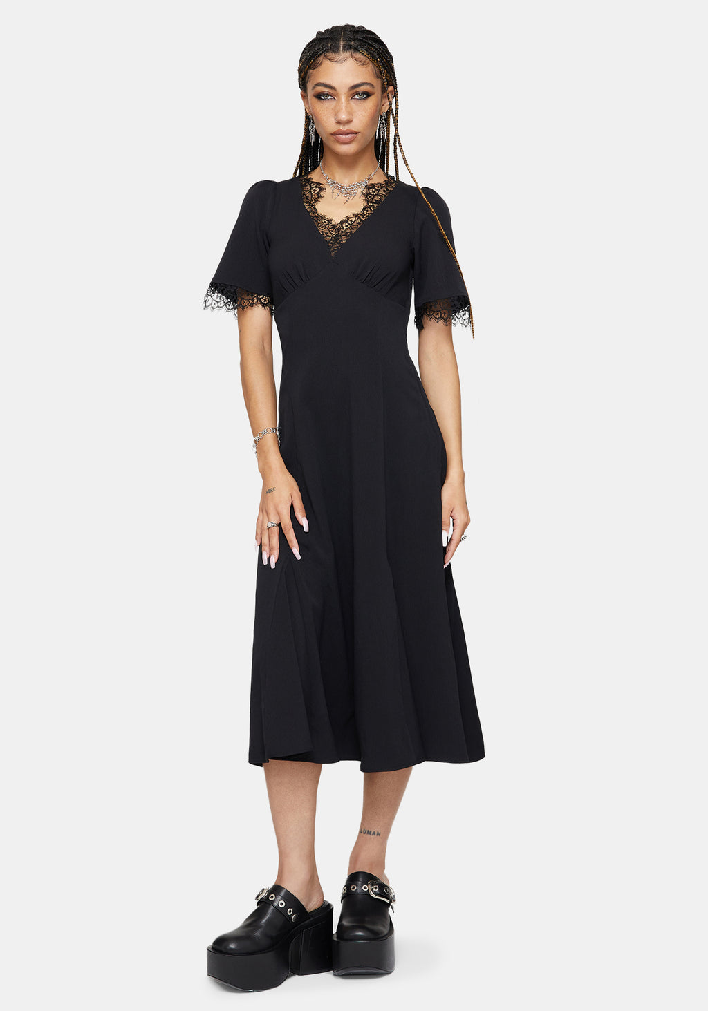 Altha Lace Back V Neck Midi Dress Disturbia Altha Lace Back V Neck Midi Dress Disturbia