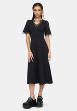 Altha Lace Back V Neck Midi Dress