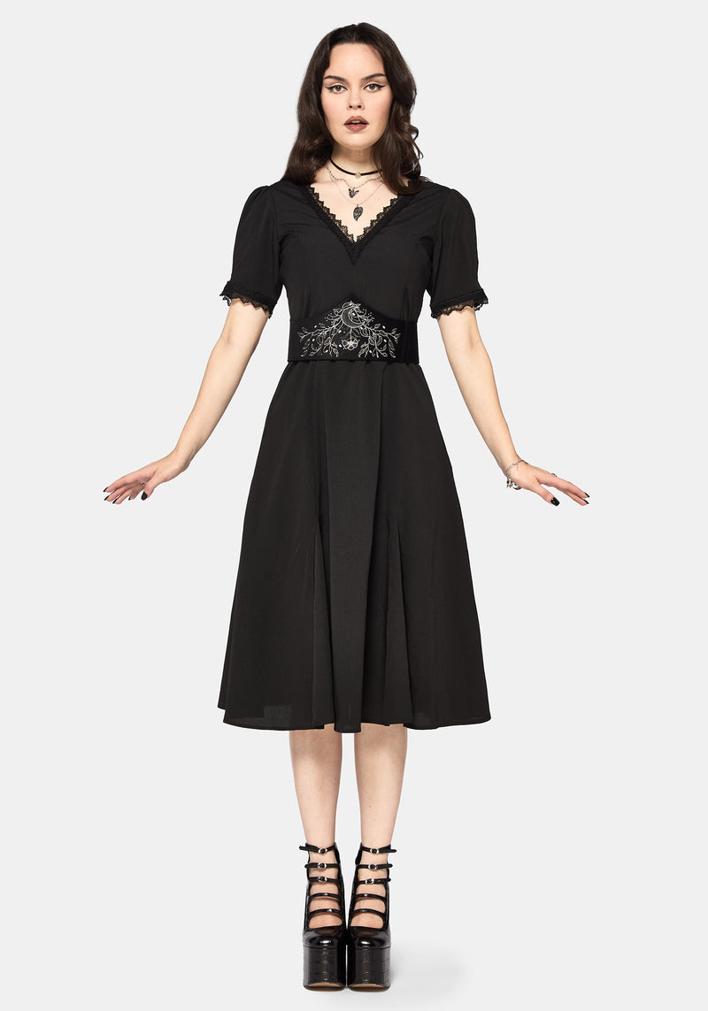 midi tie back dress Sanzia Tie Back Lace Midi Dress – Disturbia