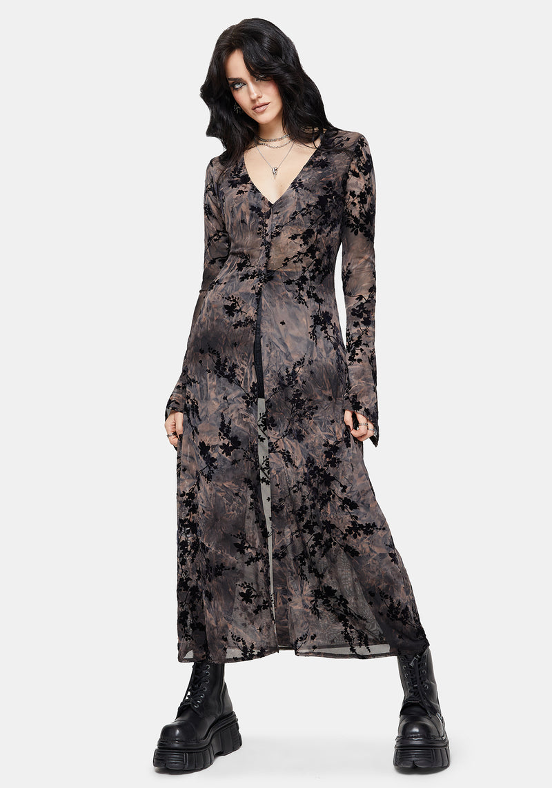 desiree formal flocked mesh dress Monroe Long Sleeve Midaxi Overdress – Disturbia Women's Sizing Chart