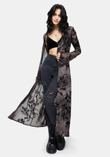 Monroe Flocked Mesh Long Sleeve Midaxi Overdress US 6