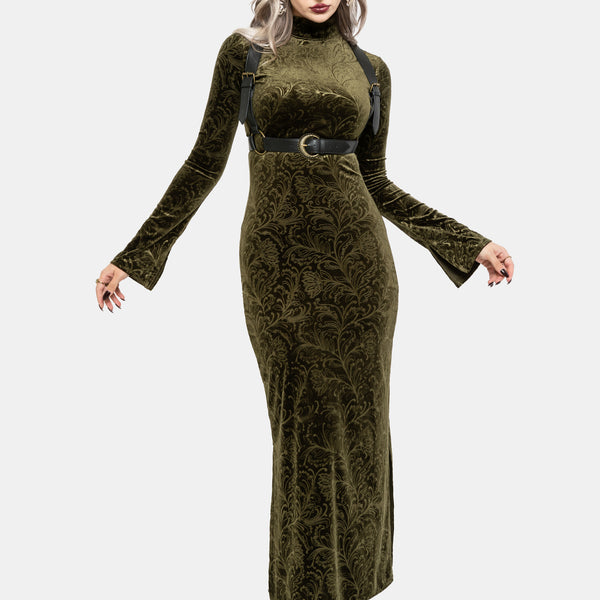 Thornshade Debossed Velour Maxi Dress – Disturbia