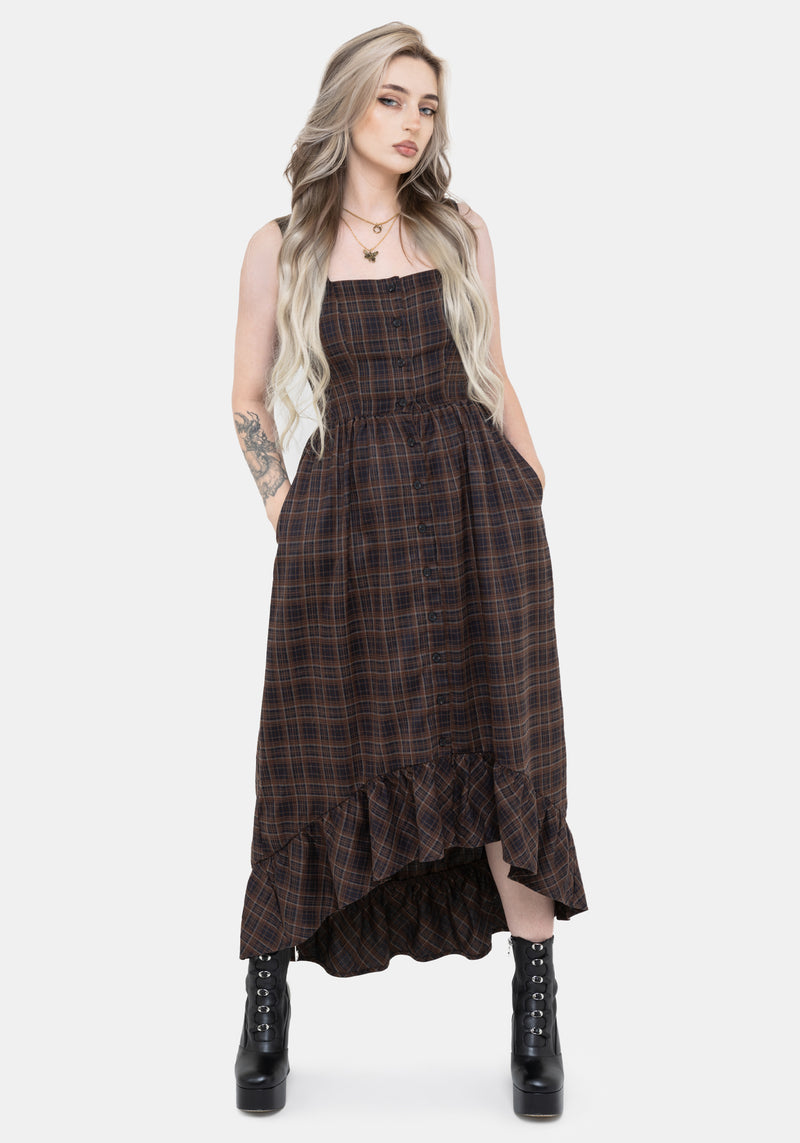 Embla Check High Low Midaxi Dress