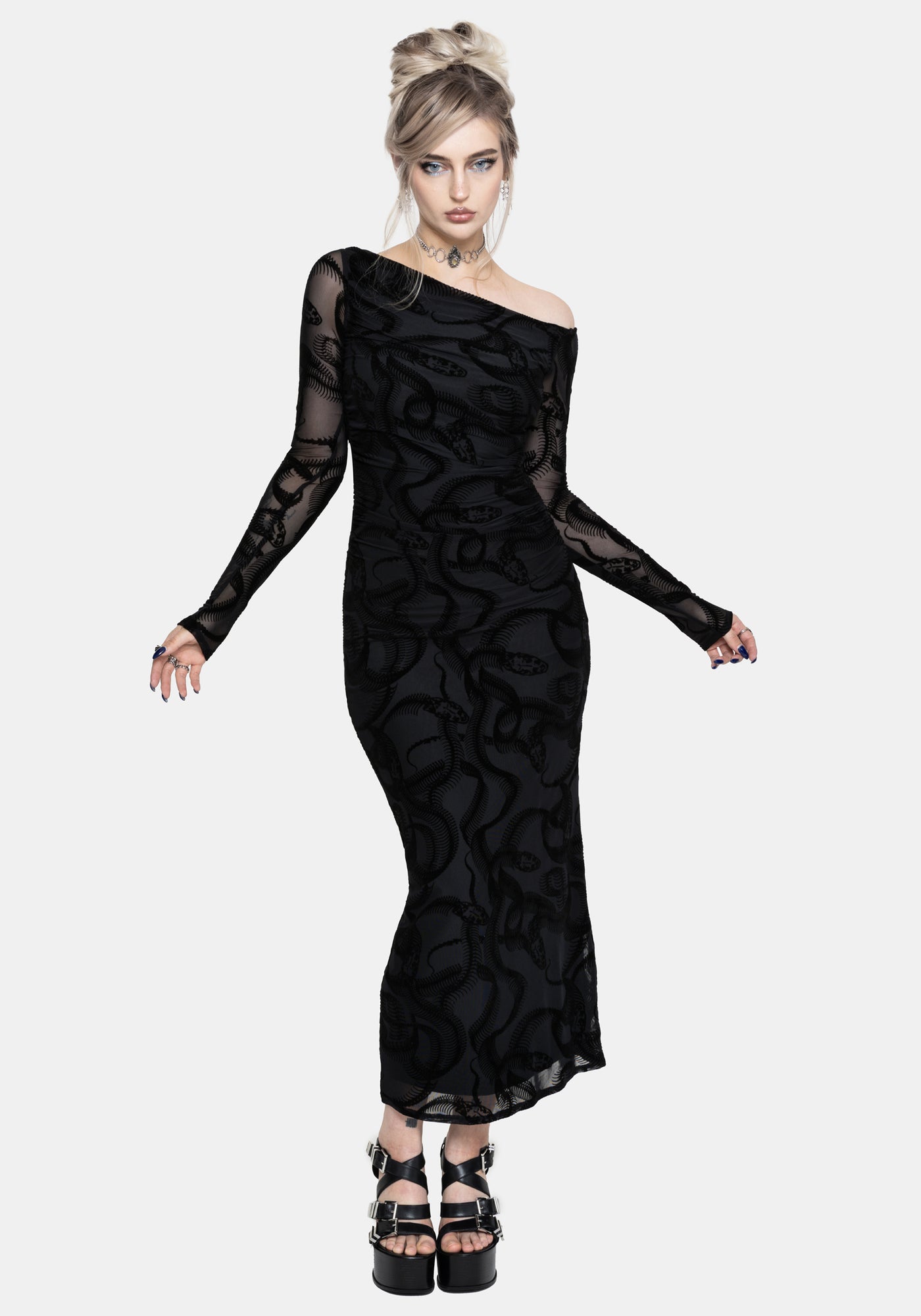 chinese dress ladies Lapointe Metallic Snake Ruched Gown
