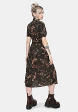Whispen Moth Print Midi Shirt Dress