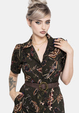 Whispen Moth Print Midi Shirt Dress