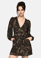 Whispen Moth Print Mini Wrap Dress