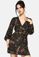 Whispen Moth Print Mini Wrap Dress