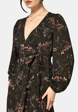 Whispen Moth Print Mini Wrap Dress